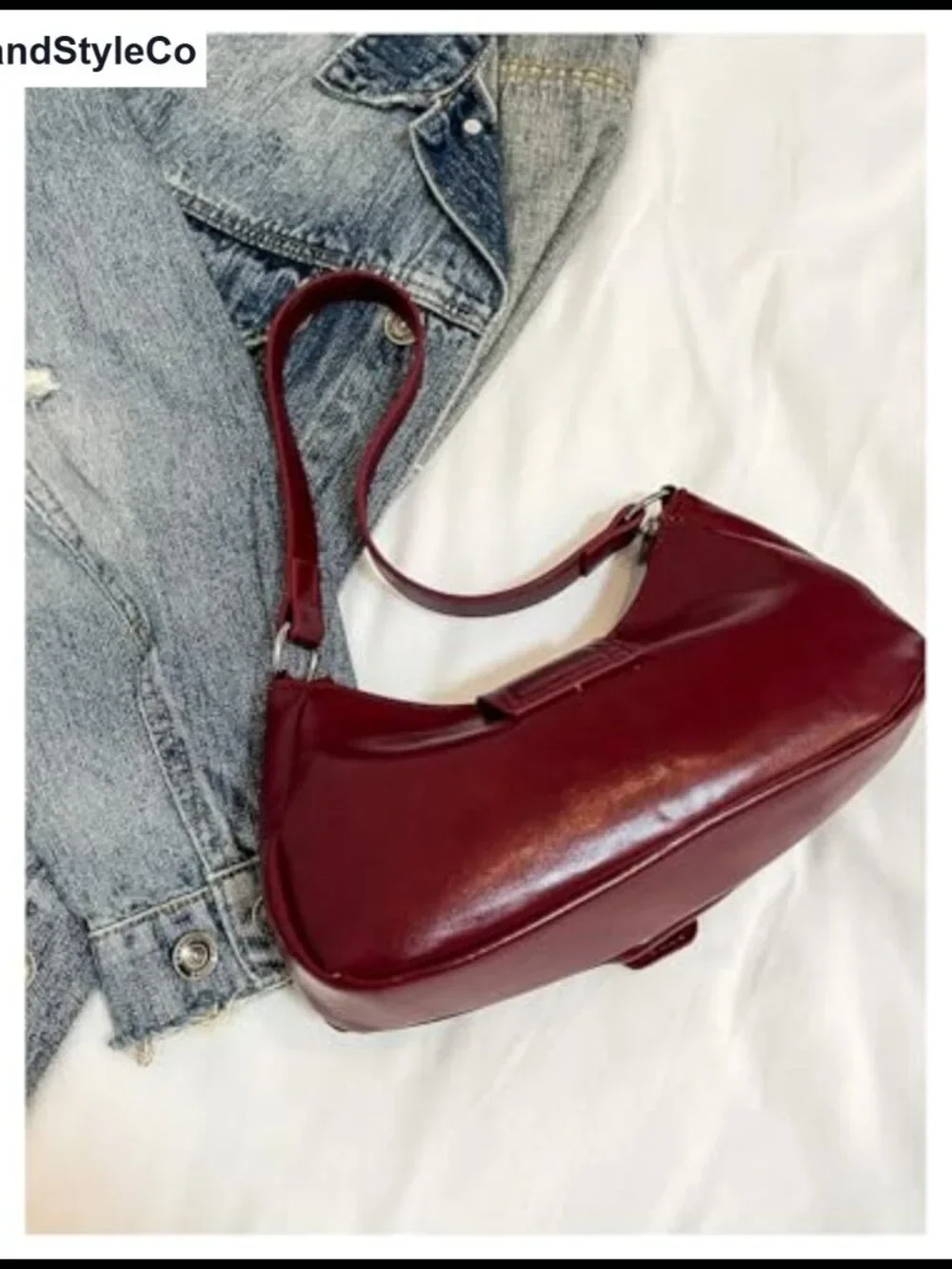 Y2K Mini Crescent Hobo Bag with Adjustable Straps Soft Faux Leather